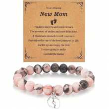 1 件新妈妈礼物，适合女性，准妈妈手链，适合新父母的怀孕礼物，带足迹，第一次母亲节妈妈准妈妈手链礼物