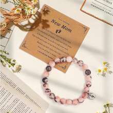 1 件新妈妈礼物，适合女性，准妈妈手链，适合新父母的怀孕礼物，带足迹，第一次母亲节妈妈准妈妈手链礼物