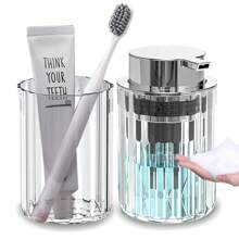 2pcs Foam Hand Soap Dispenser And Mouthwash Cup Set Home Bathroom Decor Summer Back To School