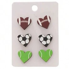 6pcs/Set European And American Style 's Stud Earrings - Men's Black Earrings - View 7