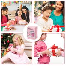 1入款項機器小豬儲蓄罐，含密碼設定，可愛的自動櫥窗儲蓄錢箱，紙幣均可，電子自動捲紙功能，適用於3至9歲男女兒童，聖誕生日禮物(無電池) - 淺粉色 - 查看 6