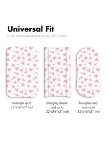 GLLQUEN BABY 婴儿床单 4 件装，透气舒适贴身床垫床单，弹性旅行婴儿床时尚花卉图案，男女宝宝摇篮床单 32 英寸 x 16 英寸（爱心图案），Oeko-Tex 认证 - 愛情 - 查看 5