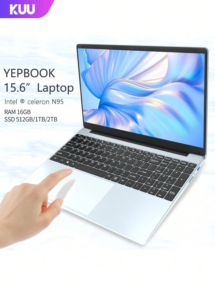 KUU Laptop Computer Pc 15.6 Inch 256GB, 512GB, 1TB SSD Windows 11 Intel  Office Computer Backlit With Fingerprint WiFI Wireless 4.2 Camera - US Plug - View 1