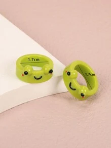 1套女士創意卡通青蛙戒指套裝,包括單個青蛙戒指和綠色遺孀青蛙戒指 - 彩色 - 查看 3