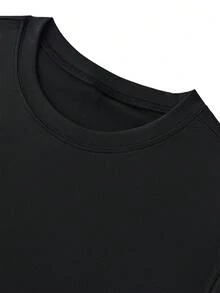 Round Neck T-Shirt With Letter And Small Daisy Print For Girls - 黑色 - 查看 3