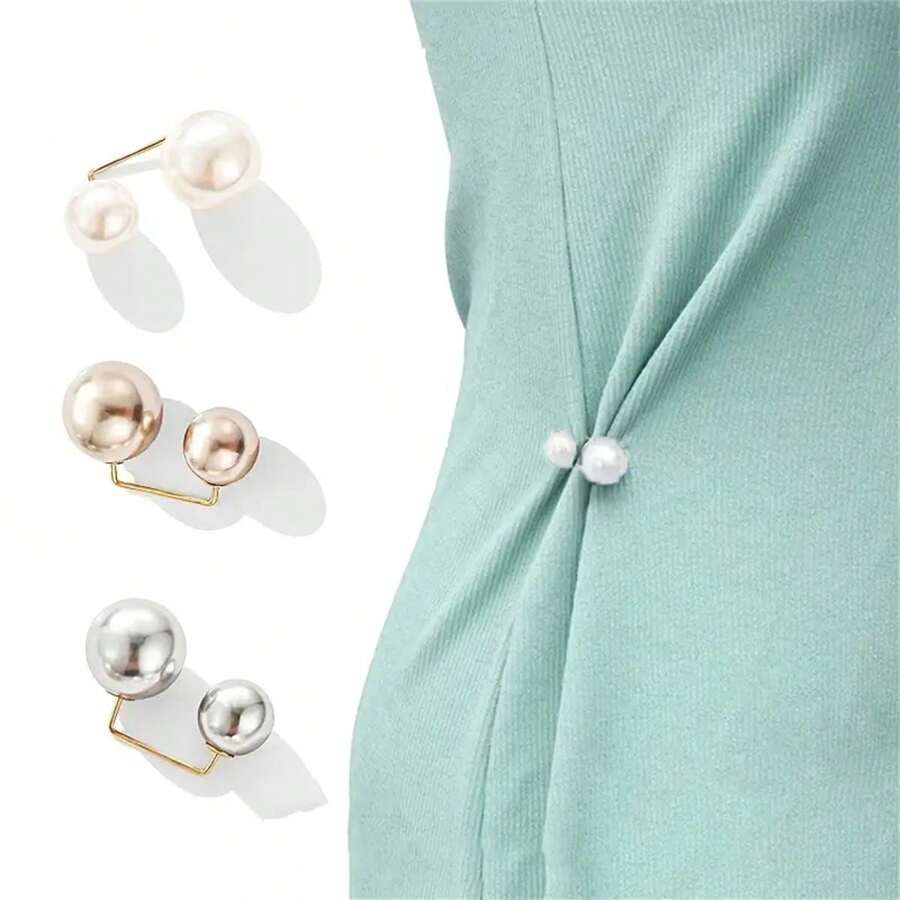 3pcs Waist Brooch Tightening Waistband Faux Pearl Pin Buckle Clothes Skirt Waist Pin Pants Buckle BroochesBody Care For Travel,Sport,Outdoor - Multicolor - View 1
