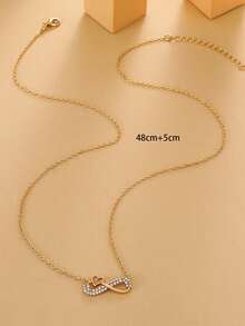 1 件簡單無限與心形符號裝飾女士鏈條項鍊 - 金色 - 查看 5