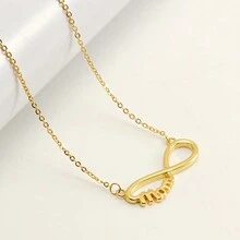 1pc Fashionable Butterfly Shaped Pendant Necklace With Engraved Initial Letter & Vintage Infinity Sign Detail, A Gift For Moms, Suitable For Women's Daily Wear - Bb-007 - View 3