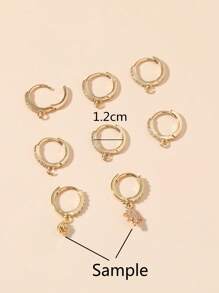 8入組方晶鋯石裝飾DIY耳環配件 - 金黃色 - 查看 3