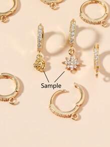 8入組方晶鋯石裝飾DIY耳環配件 - 金黃色 - 查看 2