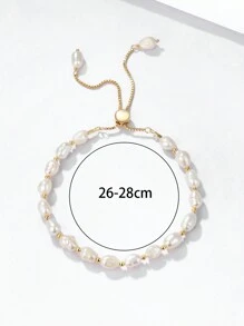1pc Natural Freshwater Pearl & 925 Sterling Silver Material Fashionable Designed Bracelet For Women - Silver - View 2