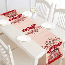 1 件卡車和花卉情人節快樂桌布,季節性週年紀念婚禮節日廚房餐桌裝飾,適合室內戶外家庭派對,13 X 72 英寸 - 彩色 - 查看 3