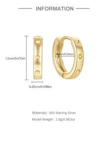 1 Pair 925 Sterling Silver Heart  Earring For Women Vintage Hoop Earring 18K Gold Plated  Perfect For Wedding As Festival Gift Fine Jewelry - Silver - View 10