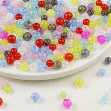 50/100入組彩色丙烯酸珠子（8mm * 10mm）,有破裂玻璃效果,適用於diy人工珠寶製作、手鍊、耳環、項鍊、生日禮物等 - 淺混色 - 查看 4