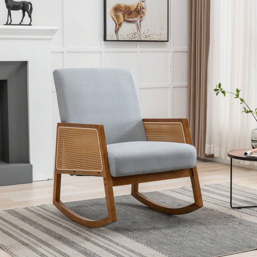 Comfortable Rocking Chair For Living Room - Light Grey - View 1
