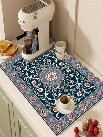 1pc White Floral Printed Table Mat