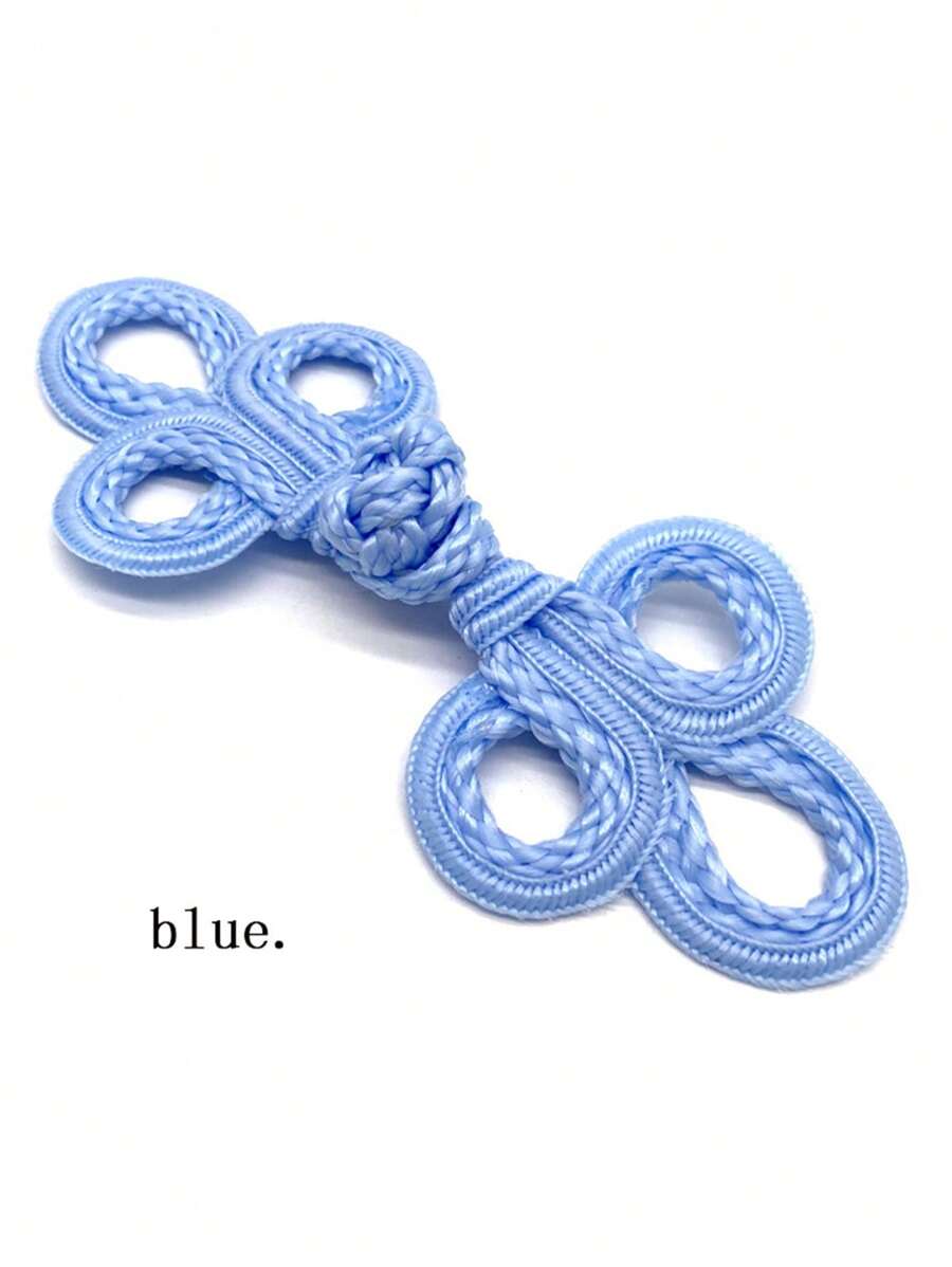 5入組衣物配件手工編織聚酯大三葉裝飾鈕扣,適用於外套、旗袍、唐裝等