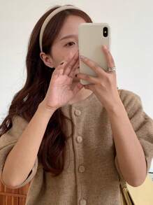 件裝女士素色織物頭帶，採用高端簡約天鵝絨/絲綢/超細材質，時尚優雅髮飾，適合日常使用、戶外活動、化妝和服裝搭配 - 彩色 - 查看 6