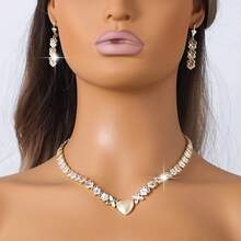 1套柔和的心形耳環和項鍊,適合女孩 - 彩色 - 查看 5