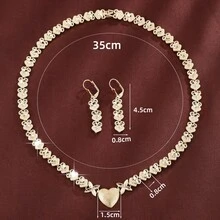 1套柔和的心形耳環和項鍊,適合女孩 - 彩色 - 查看 3