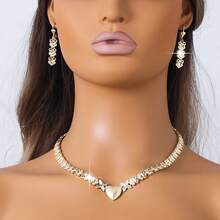 1套柔和的心形耳環和項鍊,適合女孩 - 彩色 - 查看 6