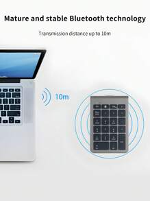 B038 Teclado Numérico Inalámbrico, Numpad De 22 Teclas Portátil Con Para Uso Financiero Y Contable. Extensión De Teclado Numérico De 10 Teclas Para Laptop, Pc, Surface Pro, Notebook-gris - Gris - Ver 2