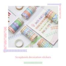 60捲/組2m和紙膠帶,用於拼貼和卡片製作,可愛的格子和花卉印花裝飾貼紙,diy工藝材料 - 紫色 - 查看 6