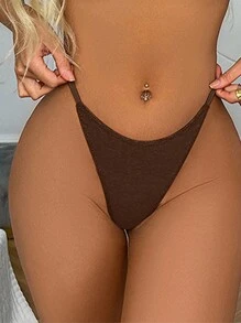 Của phụ nữ Gợi cảm Thoải mái Thoáng khí Bowknot Ren Quần lót Thong - Cà phê nâu - Xem 2
