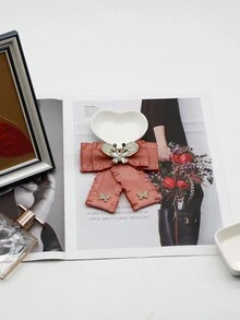 1條手工製作的帶有鑲嵌鑽石蝴蝶結的雙層聚酯纖維裙擺,女士粉色時尚蝴蝶結 - 彩色 - 查看 4