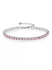 1pc Dark Blue Cubic Zirconia Round Tennis Chain 925 Sterling Silver Bracelet, Elegant Women Luxury Wedding Banquet Festival Jewelry Accessory Gift