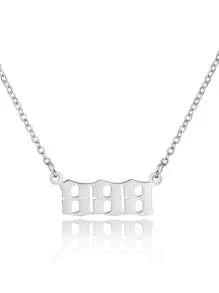 1個創意小型不銹鋼幸運號碼吊墜項鏈,男女適用,適用於工作服裝 - 銀色 - 查看 20