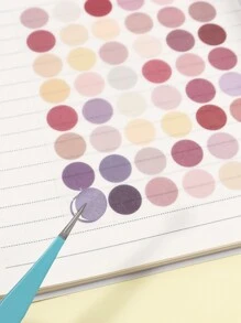 3入組棕色圓點微笑臉貼紙,用於手作相簿、日記計劃等 - 卡其色 - 查看 6