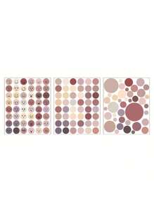 3入組棕色圓點微笑臉貼紙,用於手作相簿、日記計劃等 - 卡其色 - 查看 3