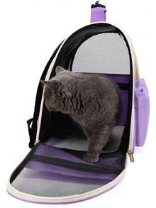 1 件裝貓咪和小狗寵物背帶背包透氣透明太空艙貓咪戶外運輸包 - 紫色 - 查看 7