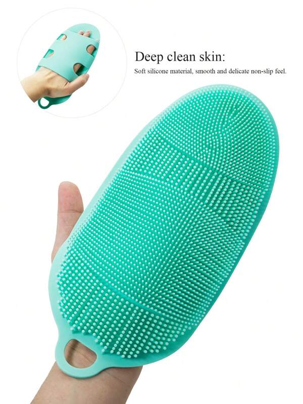 1 Pc Silicone Bath Brush For Peeling Exfoliating Body Cleaning Scrub Rub Dead Skin Gloves For Shower Body Brush Towel SPA Foam Body Massage,Silicone Body Scrubber,That's Easy To Clean, Lathers Well, Bath And Body Works, Living Room Home Bedroom Bathroom House Decor, Travel Stuff, Wedding, Party, Birthday, Gifts For Men Mom Dad Friends, New Years, Accessories, Funny Gift
