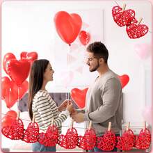 12入組情人節心形藤球,3色款,用於婚禮/家居裝飾填充物、diy工藝品 - 3色 - 查看 3