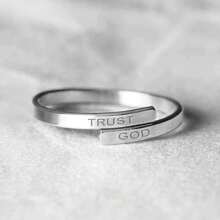 1pc "TRUST GOD" Adjustable Rings Two-Layer Stainless Steel Ring For Women And Men Free Size Upper And Down Two Layers - Adjustable - View 5