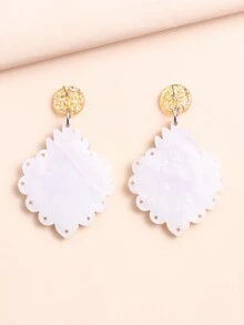 1pair Valentine's Day Crown & Heart Design Earrings For Women - Burgundy - View 3