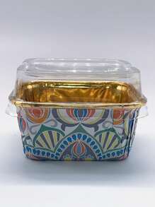 Cakegiugiu 套装、50 个波西米亚风格纸杯蛋糕、50/100 个一次性纸杯蛋糕杯、方形纸质烘焙杯、耐热纸杯蛋糕模具、光面纸杯蛋糕衬垫、松饼杯、蛋糕托，非常适合派对、婚礼、生日和新年！ - 02 - 查看 4