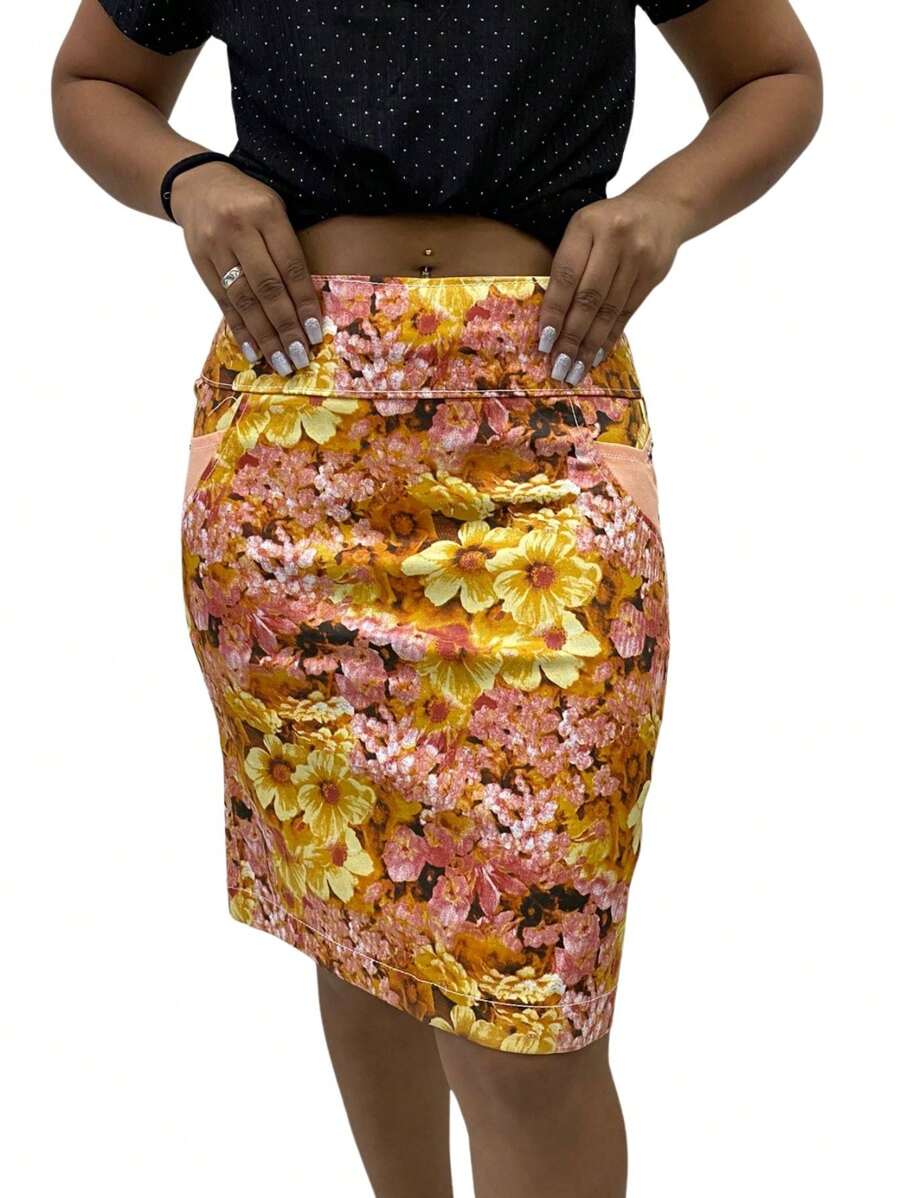 Women Denim Skirts - trái cam - Xem 1