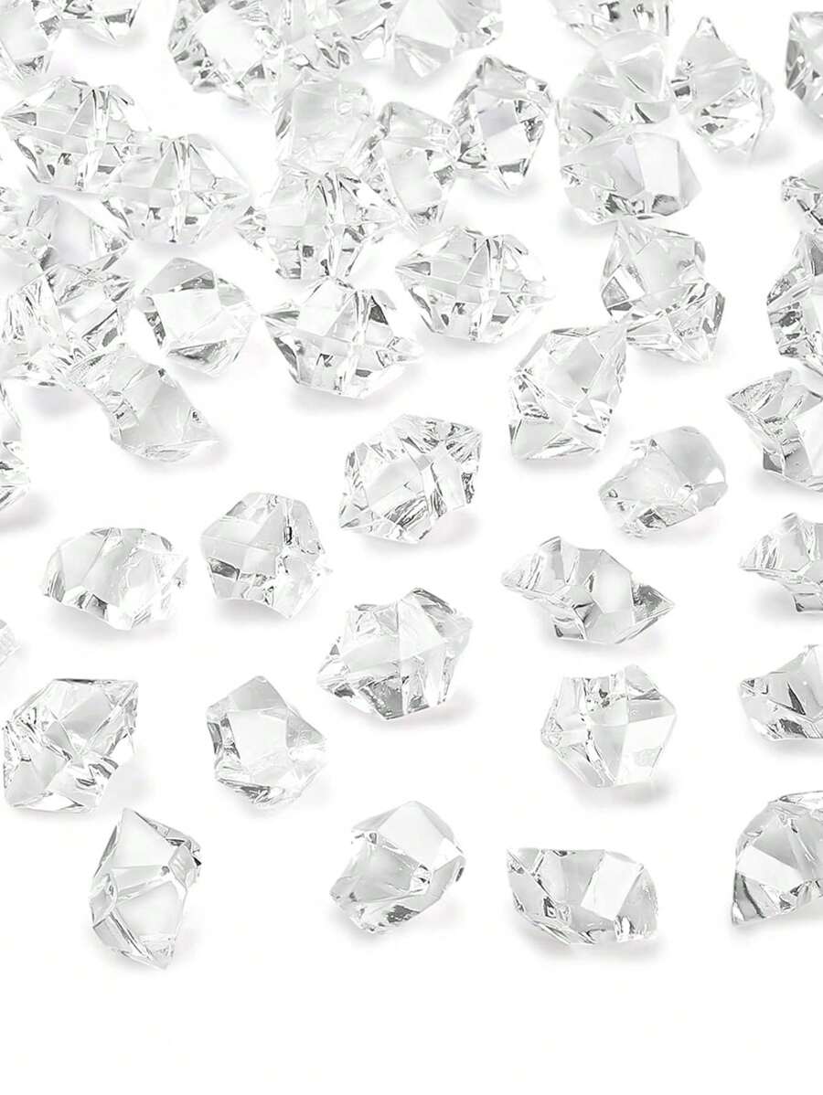 100入組透明仿真冰塊,適用於花瓶、婚禮中心、桌面裝飾、派對用品 - 無色 - 查看 1