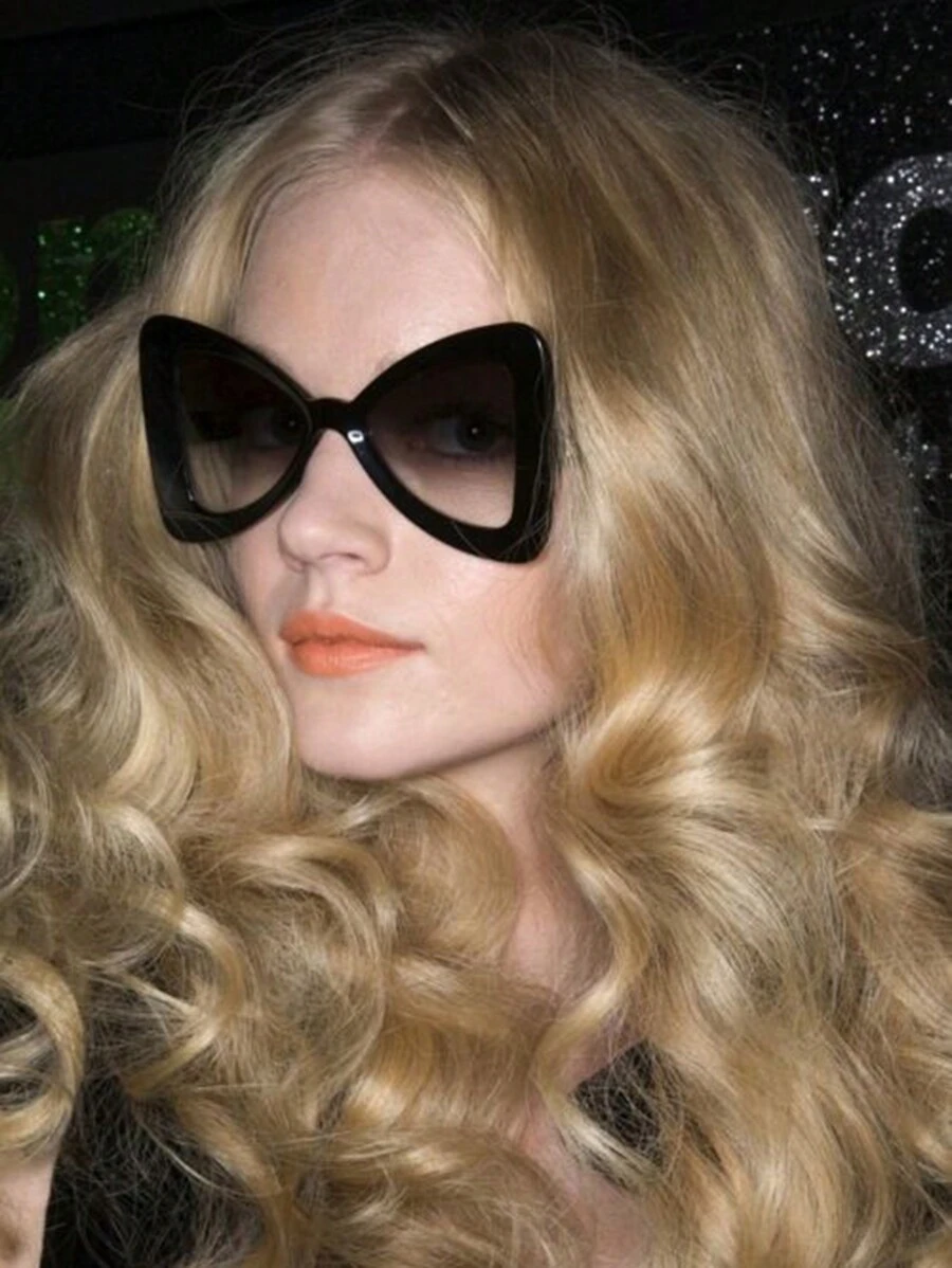 超大蝴蝶太陽眼鏡女式可愛領結貓眼眼鏡適合度假派對禮物 - 黑色 - 查看 1