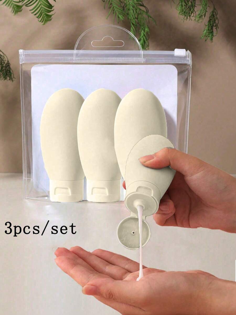 Silicone Leakproof Travel Bottle Set On-The-Go Refillable Squeezable Containers For Shampoo, Lotion, Toiletries Travel Bottle Set With Portable Storage Bag, Travel Size Toiletry Container Set, Soft Squeeze Tube Empty Accessories For Shampoo, Lotion, Conditioner - Grey - View 1