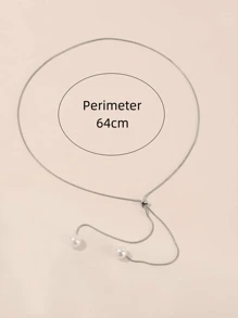 1pc Fashionable & Simple Long Double Faux Pearl Design Adjustable Drawstring Necklace For Women's Daily Wear & Party