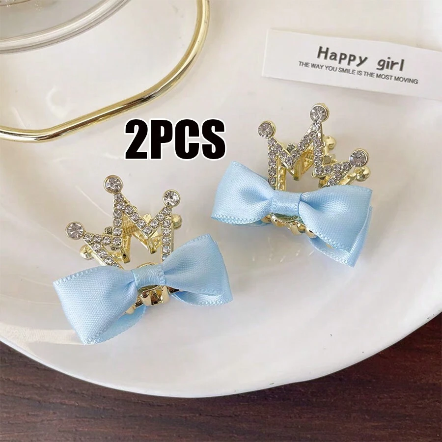 2 件裝女孩多色皇冠頭帶水鑽適合公主主題派對、角色扮演、生日 - 藍色 - 查看 1