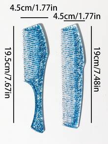 2pcs/Set Portable Smooth Hair Comb Set, Modern Style Transparent & Shiny Hairbrush, Suitable For All Hair Types And Gift For Friends And Family - Multicolor - View 5