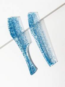 2pcs/Set Portable Smooth Hair Comb Set, Modern Style Transparent & Shiny Hairbrush, Suitable For All Hair Types And Gift For Friends And Family - Multicolor - View 4