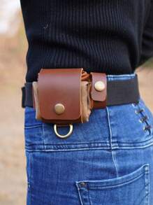 Collapsible Foraging Bag - Perfect For Harvesting Fruits And Berries On Hiking And Camping Trips - Durable Leather And Canvas Material - Convenient Belt Bag Design - Coffee Brown - View 9