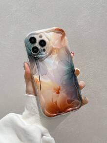 Marble Flower Patterned Light Oil Cream Border Air Bag Shockproof Phone Case Compatible With IPhone15 - Multicolor - View 1