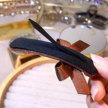 1pc Delicate Vintage Bowknot Design Hair Clip With Rhinestone, For Highlighting Hair Bangs - Brown - View 4